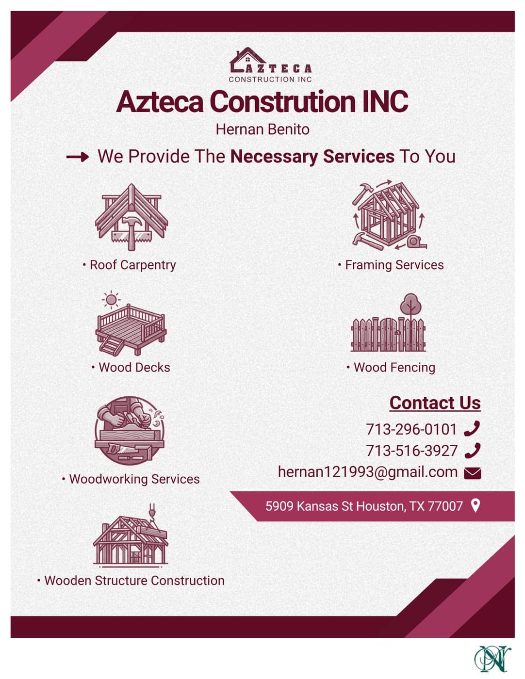Azteca Construction Inc. ad