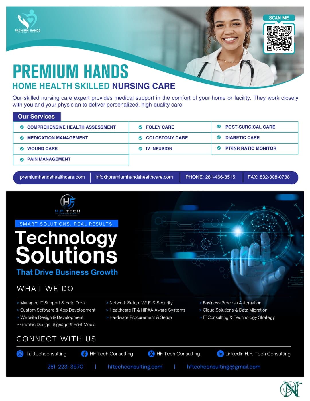 Premium Hands Home Health Skilled Nursing Care, and H.F. Tech Consulting