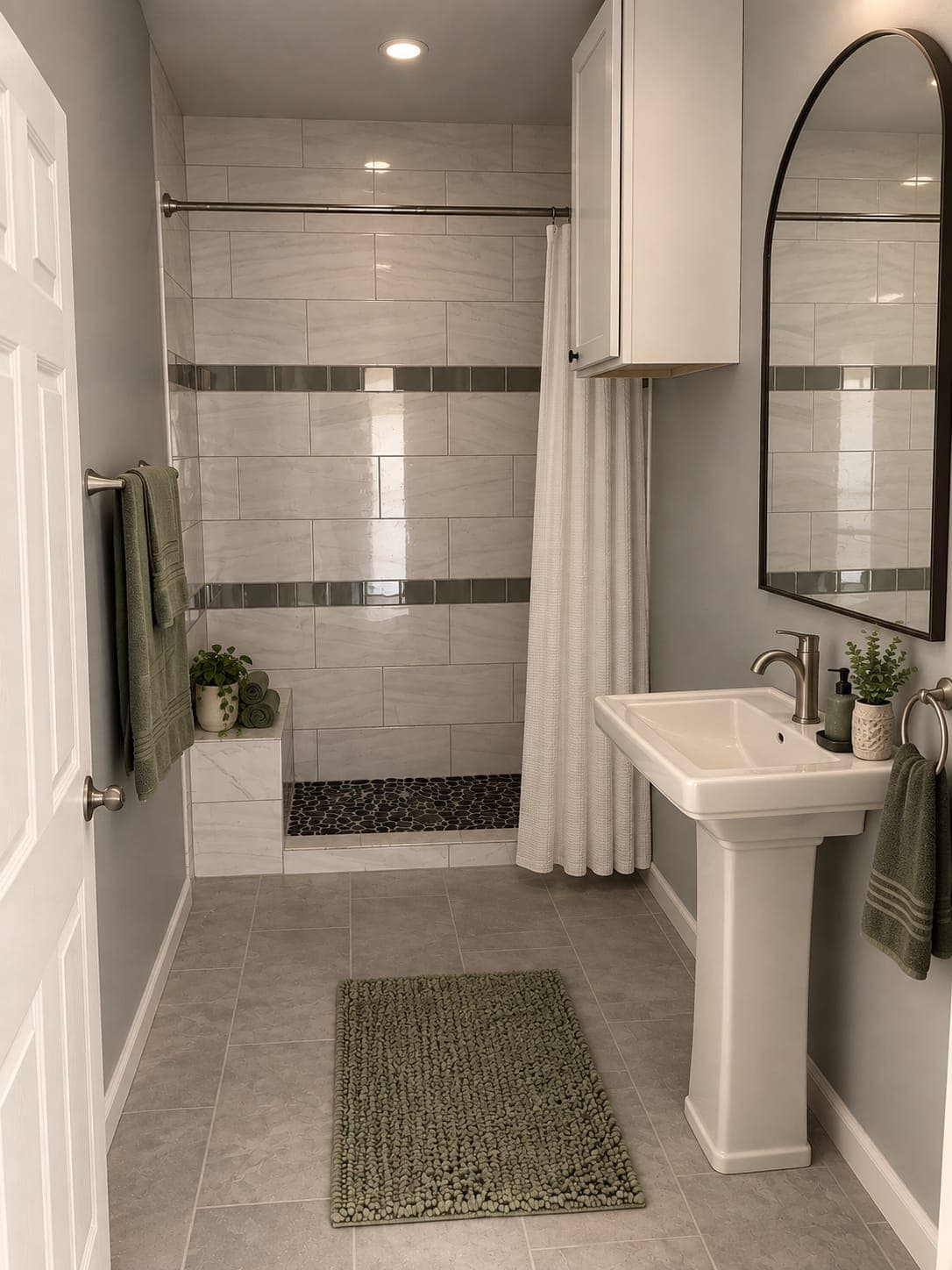 A bathroom in the furnished demo suite